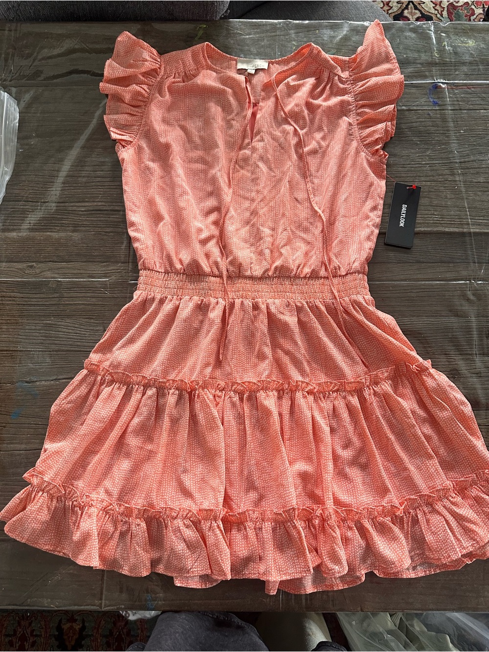 Pinch Coral Pink Ruffle Mini Dress